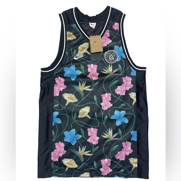 Nike Dri-Fit NBA Giannis Freak Jersey Tank Black Floral Basketball Medium Tall - Picture 4 of 16